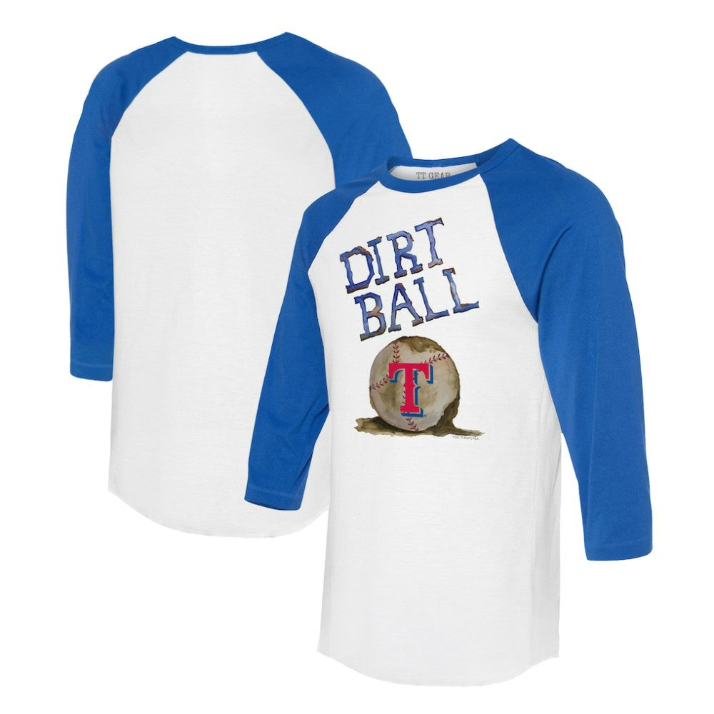 Texas Rangers Tiny Turnip Women's Dirt Ball 3/4-Sleeve Raglan T-Shirt - White/Royal - MLB Discount