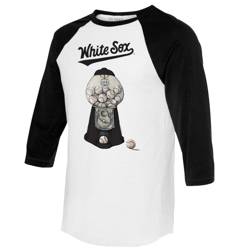 Chicago White Sox Tiny Turnip Women's Gumball Machine 3/4-Sleeve Raglan T-Shirt - White/Black - MLB Sale