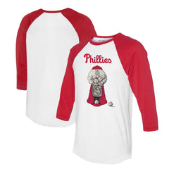 Philadelphia Phillies Tiny Turnip Women's Gumball Machine 3/4-Sleeve Raglan T-Shirt - White/Red - MLB Discount