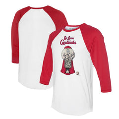 St. Louis Cardinals Tiny Turnip Women's Gumball Machine 3/4-Sleeve Raglan T-Shirt - White/Red - MLB Lifestyle