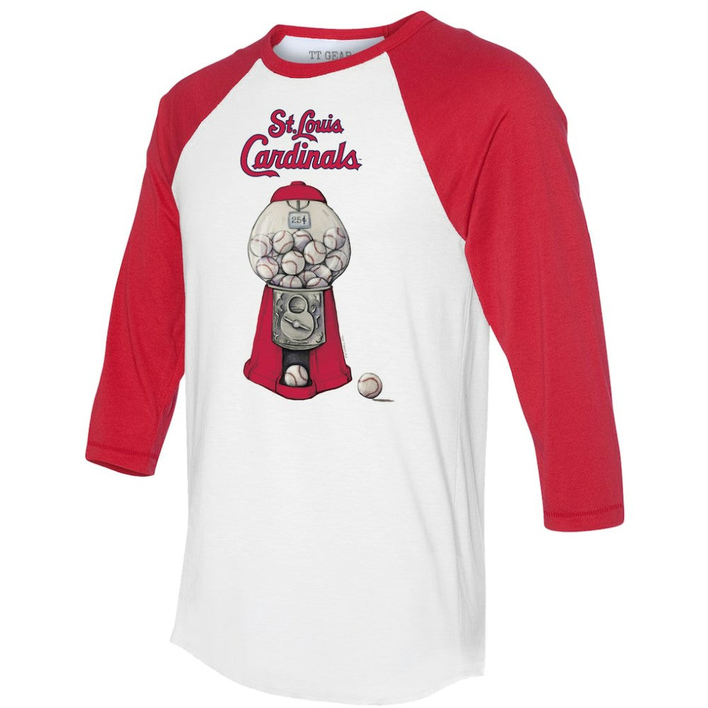St. Louis Cardinals Tiny Turnip Women's Gumball Machine 3/4-Sleeve Raglan T-Shirt - White/Red - MLB Lifestyle