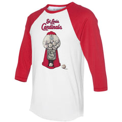 St. Louis Cardinals Tiny Turnip Women's Gumball Machine 3/4-Sleeve Raglan T-Shirt - White/Red - MLB Lifestyle