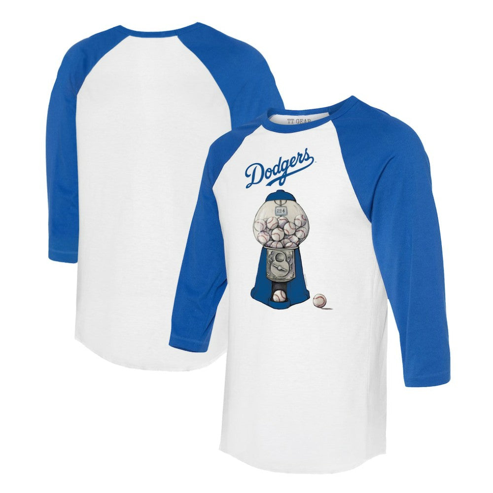 Los Angeles Dodgers Tiny Turnip Women's Gumball Machine 3/4-Sleeve Raglan T-Shirt - White/Royal - MLB on Sale