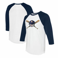 Houston Astros Tiny Turnip Women's Hat Crossbats 3/4-Sleeve Raglan T-Shirt - White/Navy - MLB Online