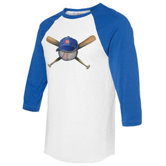 Chicago Cubs Tiny Turnip Women's Hat Crossbats 3/4-Sleeve Raglan T-Shirt - White/Royal - MLB Online