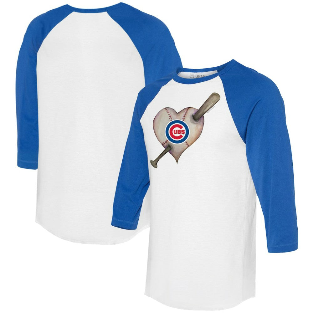 Chicago Cubs Tiny Turnip Women's Heart Bat 3/4-Sleeve Raglan T-Shirt - White/Royal - MLB Online