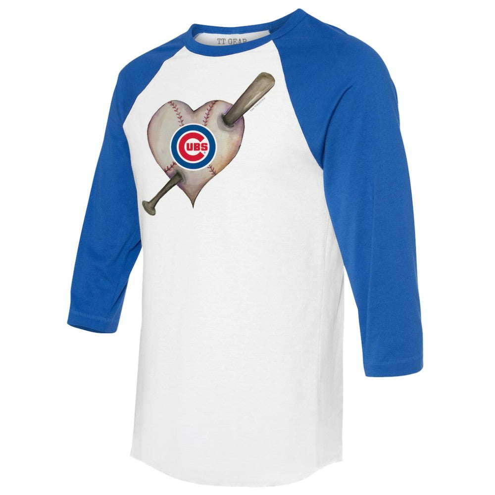 Chicago Cubs Tiny Turnip Women's Heart Bat 3/4-Sleeve Raglan T-Shirt - White/Royal - MLB Online