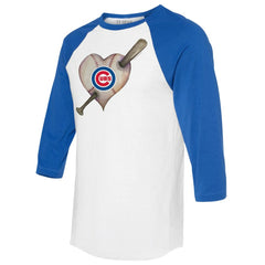 Chicago Cubs Tiny Turnip Women's Heart Bat 3/4-Sleeve Raglan T-Shirt - White/Royal - MLB Online