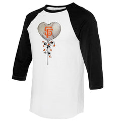 San Francisco Giants Tiny Turnip Women's Heart Lolly 3/4-Sleeve Raglan T-Shirt - White/Black - MLB Lifestyle
