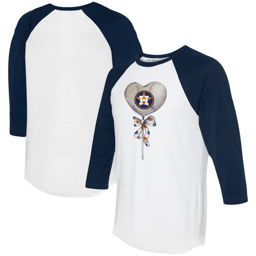 Houston Astros Tiny Turnip Women's Heart Lolly 3/4-Sleeve Raglan T-Shirt - White/Navy - MLB Online