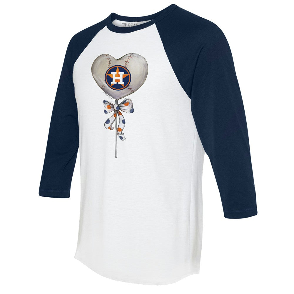 Houston Astros Tiny Turnip Women's Heart Lolly 3/4-Sleeve Raglan T-Shirt - White/Navy - MLB Online