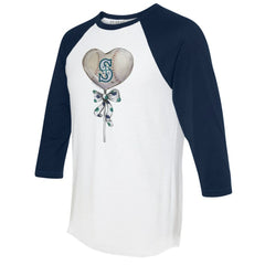 Seattle Mariners Tiny Turnip Women's Heart Lolly 3/4-Sleeve Raglan T-Shirt - White/Navy - MLB Online