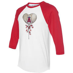 Los Angeles Angels Tiny Turnip Women's Heart Lolly 3/4-Sleeve Raglan T-Shirt - White/Red - MLB Lifestyle