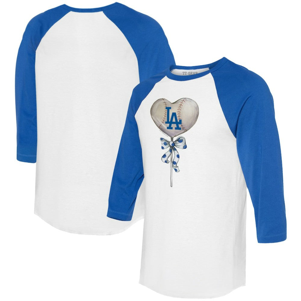Los Angeles Dodgers Tiny Turnip Women's Heart Lolly 3/4-Sleeve Raglan T-Shirt - White/Royal - MLB Lifestyle