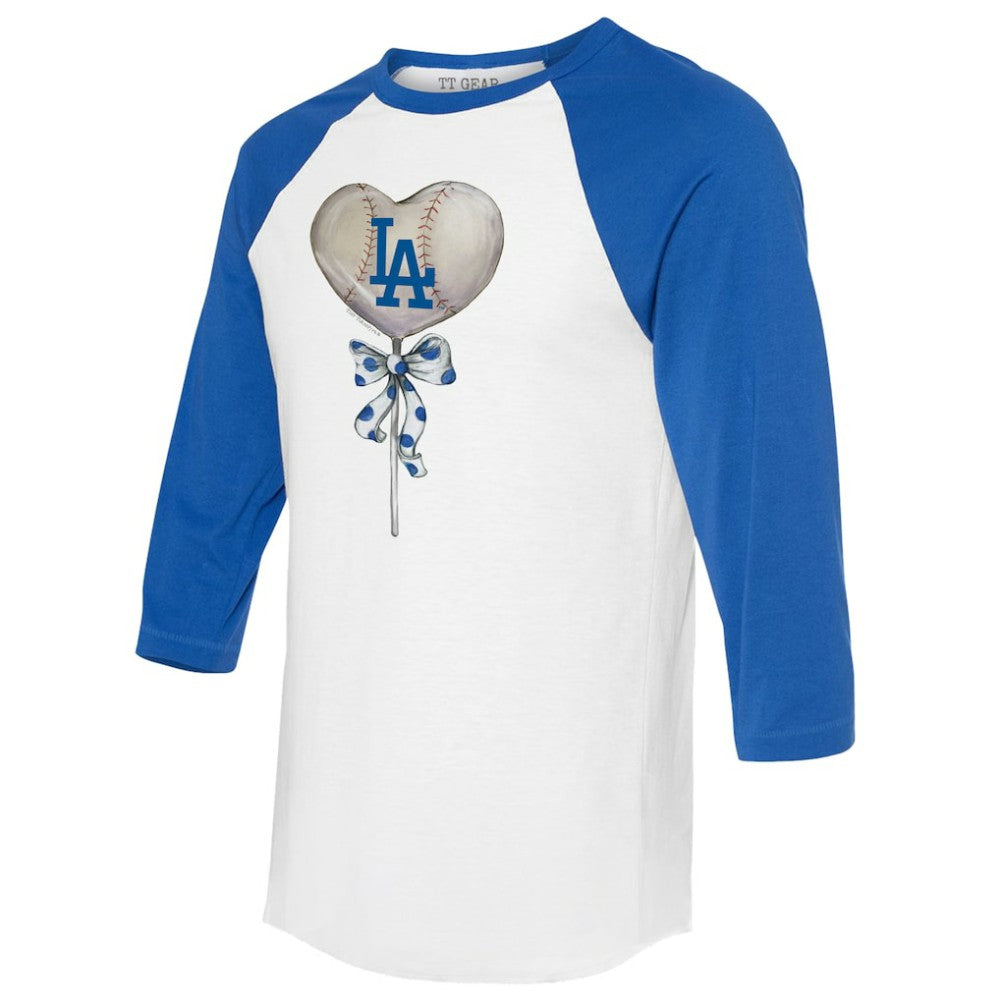 Los Angeles Dodgers Tiny Turnip Women's Heart Lolly 3/4-Sleeve Raglan T-Shirt - White/Royal - MLB Lifestyle