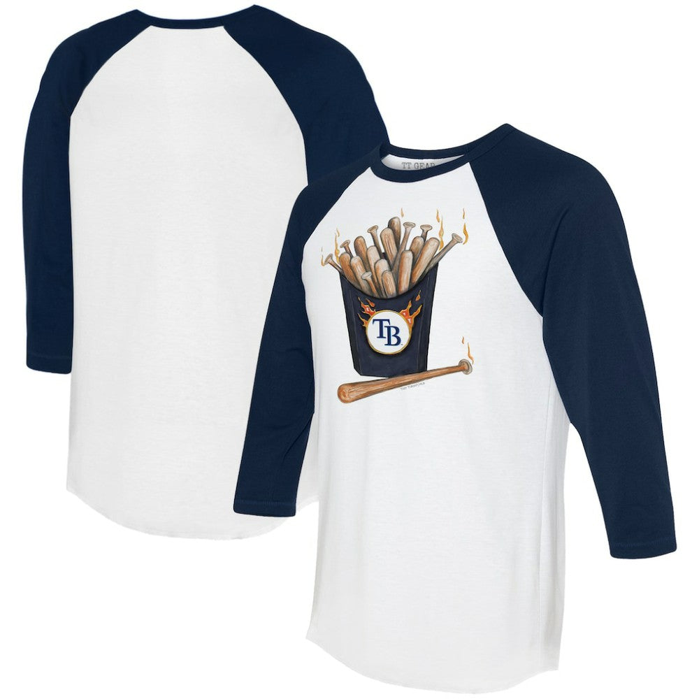 Tampa Bay Rays Tiny Turnip Women's Hot Bats 3/4-Sleeve Raglan T-Shirt - White/Navy - MLB Lifestyle