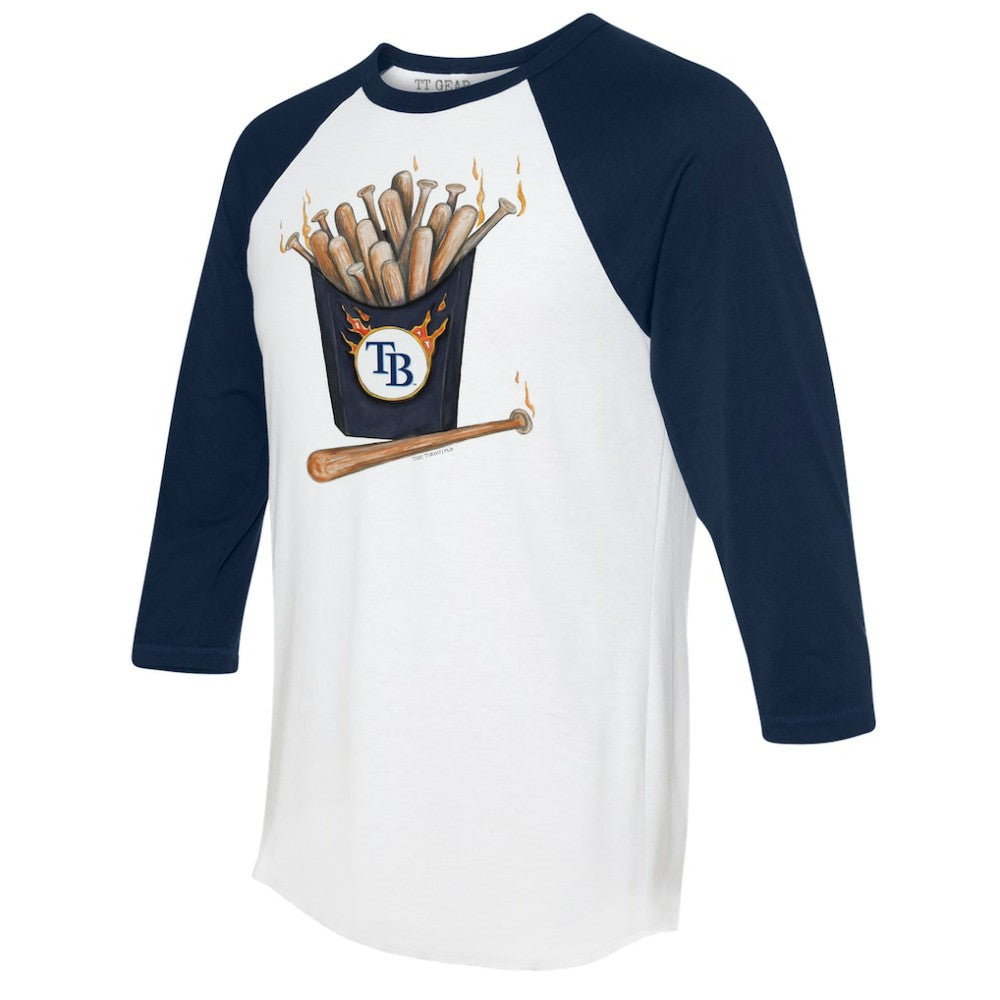 Tampa Bay Rays Tiny Turnip Women's Hot Bats 3/4-Sleeve Raglan T-Shirt - White/Navy - MLB Lifestyle