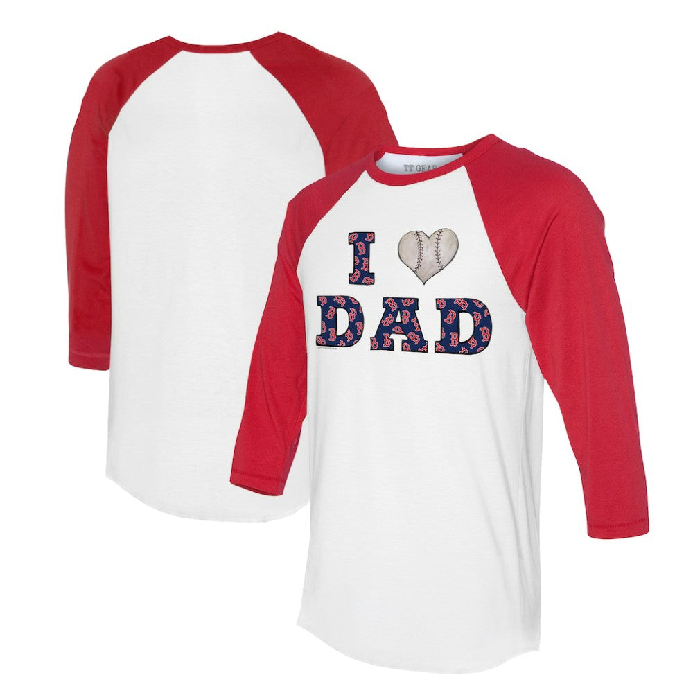 Boston Red Sox Tiny Turnip Women's I Love Dad 3/4-Sleeve Raglan T-Shirt - White/Red - MLB Lifestyle