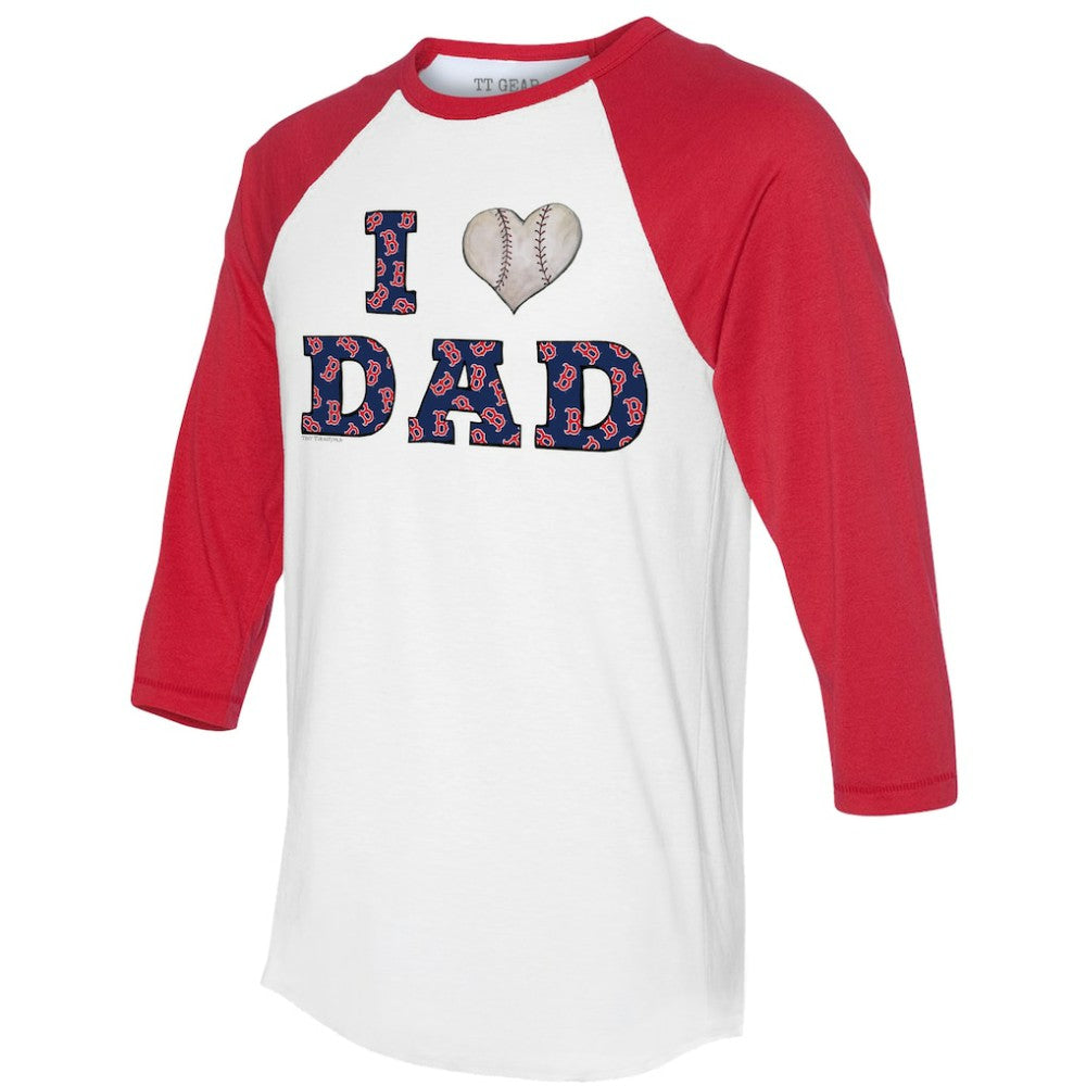 Boston Red Sox Tiny Turnip Women's I Love Dad 3/4-Sleeve Raglan T-Shirt - White/Red - MLB Lifestyle