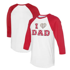 Philadelphia Phillies Tiny Turnip Women's I Love Dad 3/4-Sleeve Raglan T-Shirt - White/Red - MLB Lifestyle