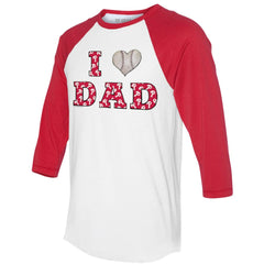 Philadelphia Phillies Tiny Turnip Women's I Love Dad 3/4-Sleeve Raglan T-Shirt - White/Red - MLB Lifestyle