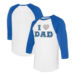 Los Angeles Dodgers Tiny Turnip Women's I Love Dad 3/4-Sleeve Raglan T-Shirt - White/Royal - MLB Discount