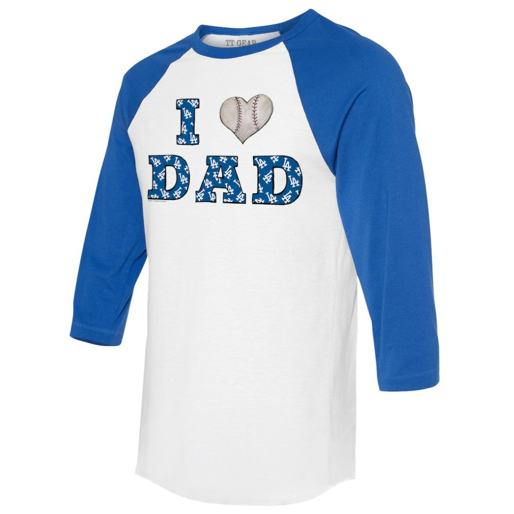 Los Angeles Dodgers Tiny Turnip Women's I Love Dad 3/4-Sleeve Raglan T-Shirt - White/Royal - MLB Discount