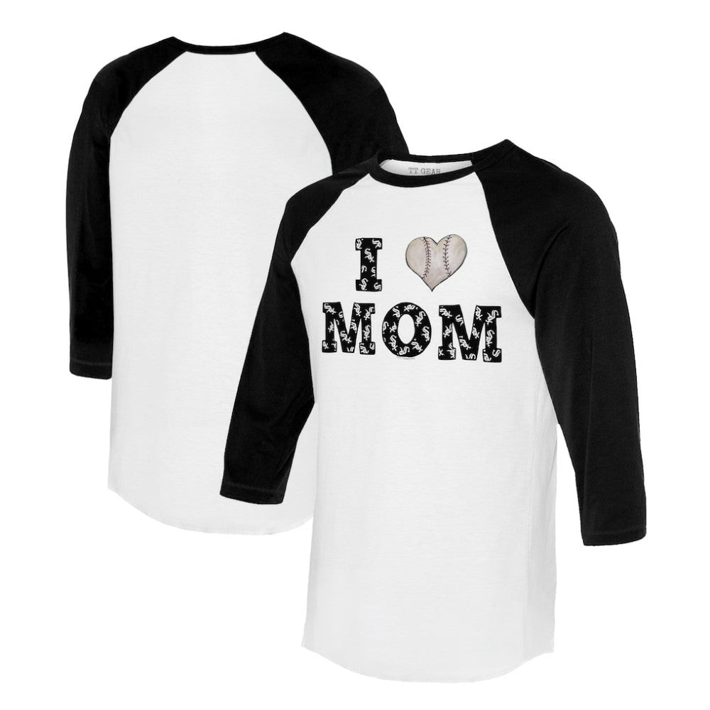 Chicago White Sox Tiny Turnip Women's I Love Mom 3/4-Sleeve Raglan T-Shirt - White/Black - MLB Online