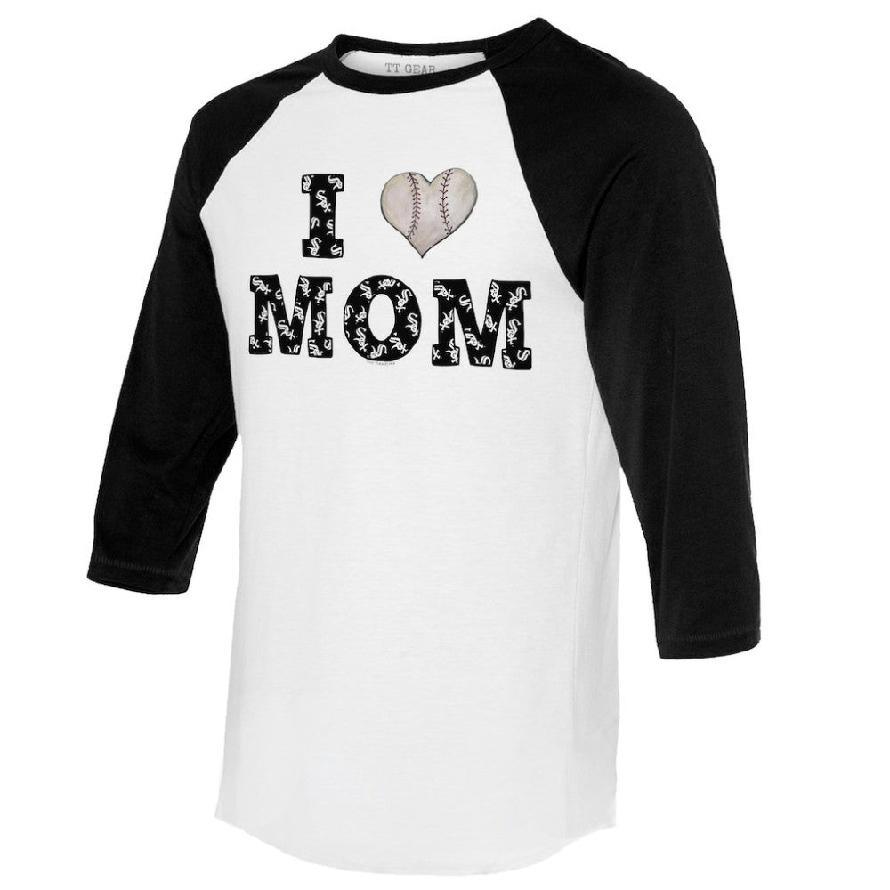 Chicago White Sox Tiny Turnip Women's I Love Mom 3/4-Sleeve Raglan T-Shirt - White/Black - MLB Online