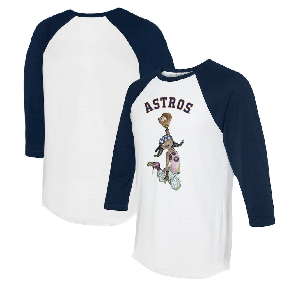 Houston Astros Tiny Turnip Women's Jada 3/4-Sleeve Raglan T-Shirt - White/Navy - MLB Lifestyle