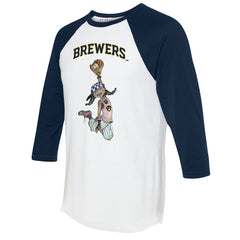 Milwaukee Brewers Tiny Turnip Women's Jada 3/4-Sleeve Raglan T-Shirt - White/Navy - MLB on Sale