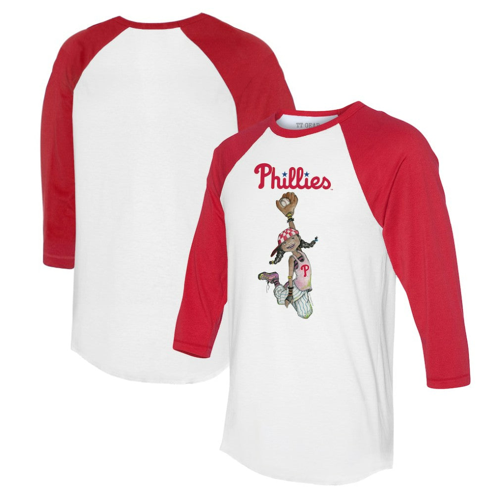 Philadelphia Phillies Tiny Turnip Women's Jada 3/4-Sleeve Raglan T-Shirt - White/Red - MLB Discount