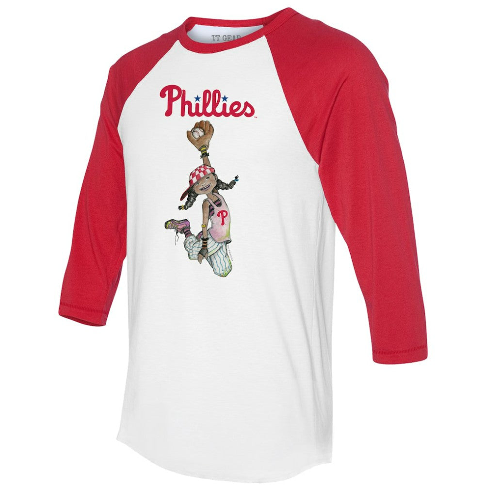 Philadelphia Phillies Tiny Turnip Women's Jada 3/4-Sleeve Raglan T-Shirt - White/Red - MLB Discount