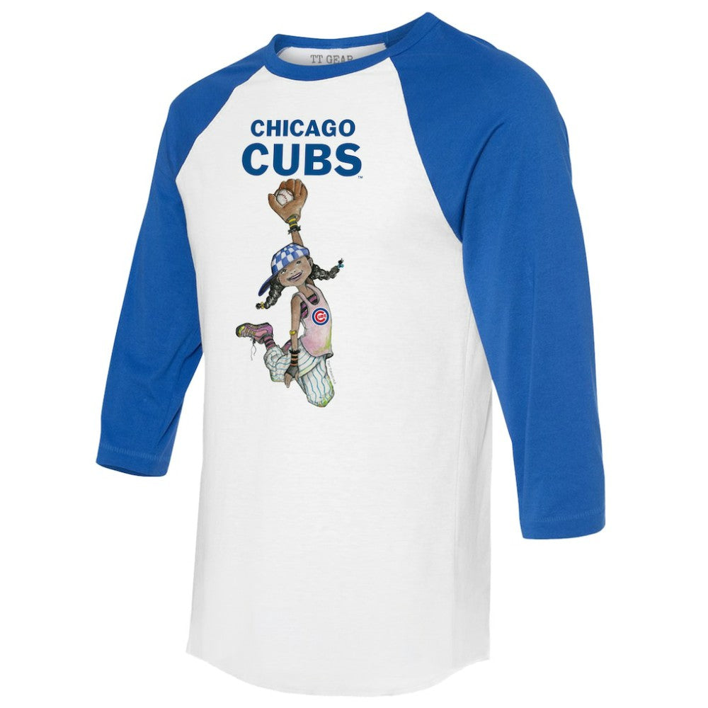 Chicago Cubs Tiny Turnip Women's Jada 3/4-Sleeve Raglan T-Shirt - White/Royal - MLB Lifestyle