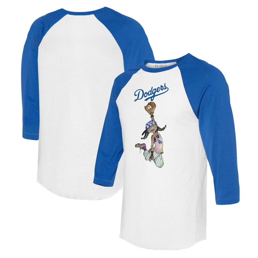 Los Angeles Dodgers Tiny Turnip Women's Jada 3/4-Sleeve Raglan T-Shirt - White/Royal - MLB on Sale
