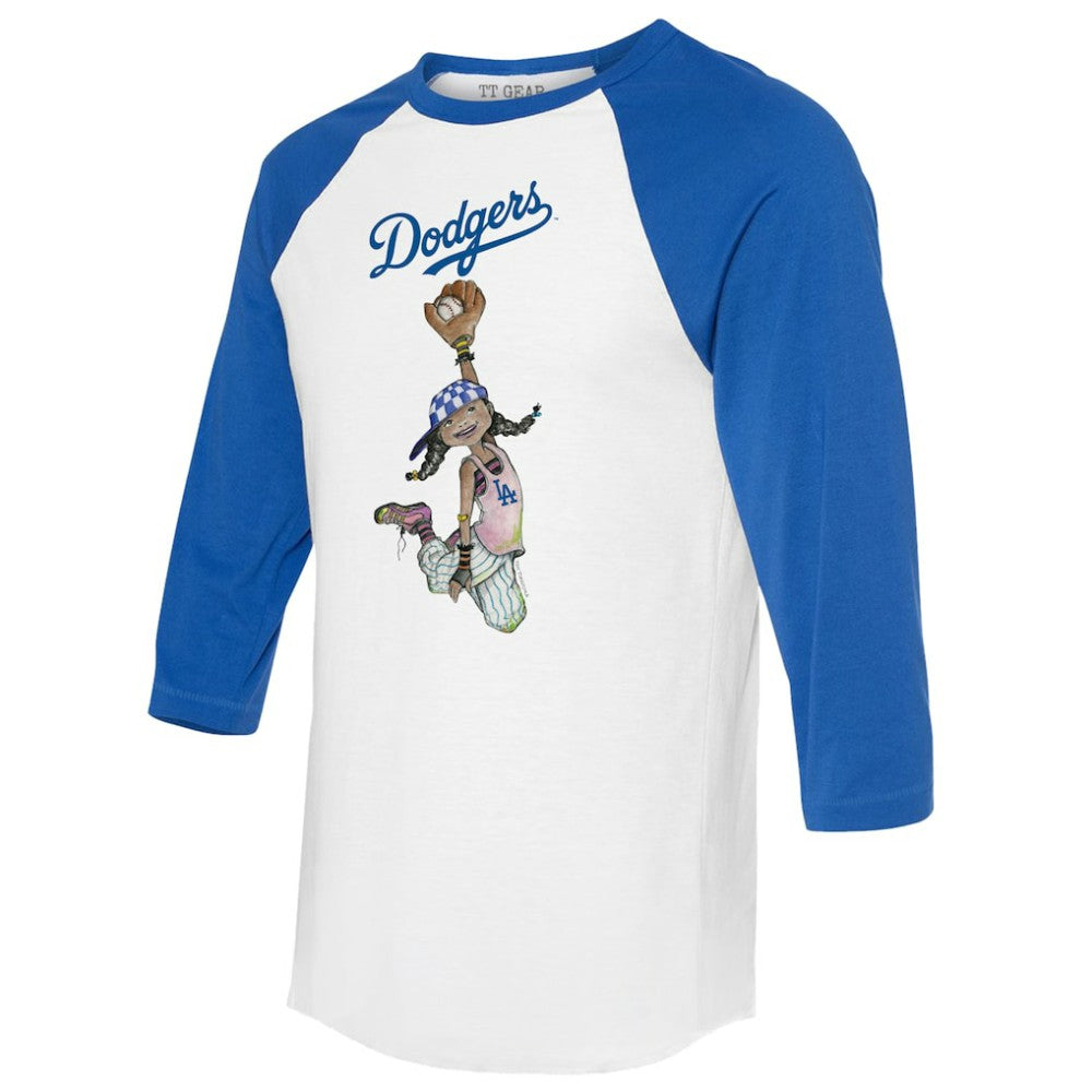 Los Angeles Dodgers Tiny Turnip Women's Jada 3/4-Sleeve Raglan T-Shirt - White/Royal - MLB on Sale