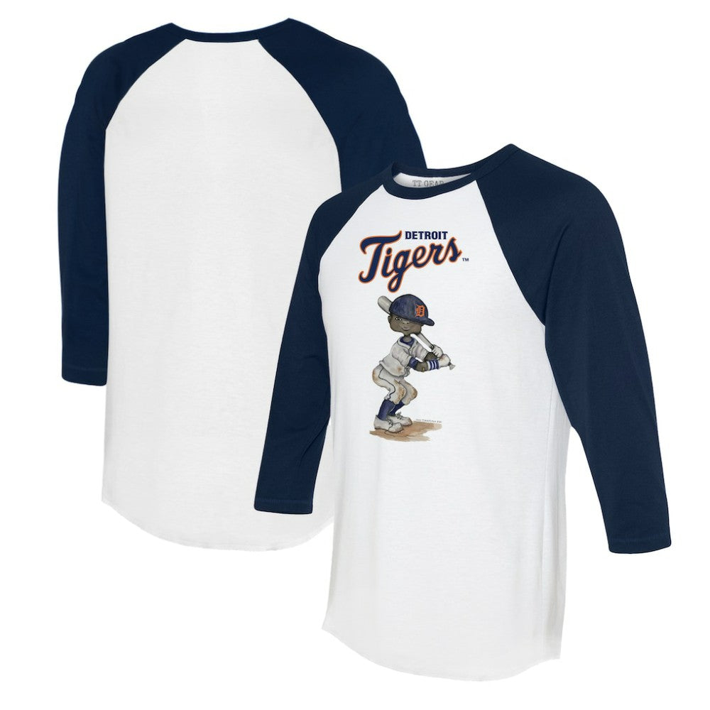 Detroit Tigers Tiny Turnip Women's James 3/4-Sleeve Raglan T-Shirt - White/Navy - MLB Discount