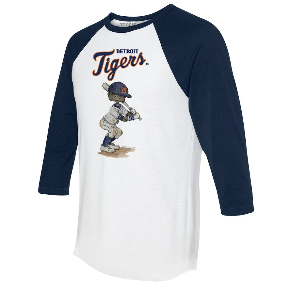 Detroit Tigers Tiny Turnip Women's James 3/4-Sleeve Raglan T-Shirt - White/Navy - MLB Discount
