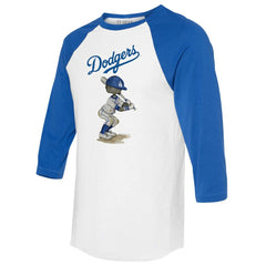 Los Angeles Dodgers Tiny Turnip Women's James 3/4-Sleeve Raglan T-Shirt - White/Royal - MLB Sale