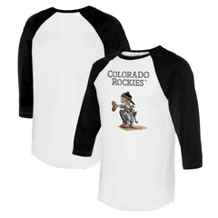 Colorado Rockies Tiny Turnip Women's Kate 3/4-Sleeve Raglan T-Shirt - White/Black - MLB Online
