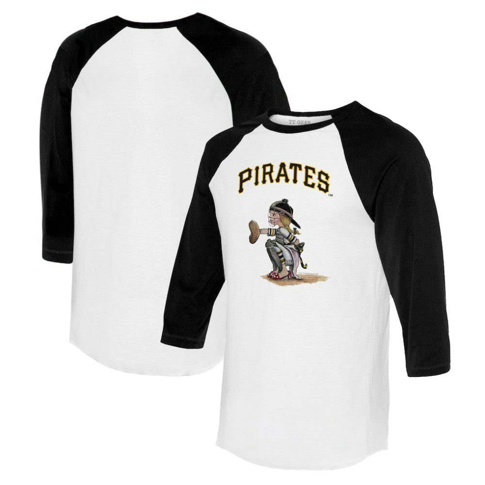 Pittsburgh Pirates Tiny Turnip Women's Kate 3/4-Sleeve Raglan T-Shirt - White/Black - MLB Lifestyle