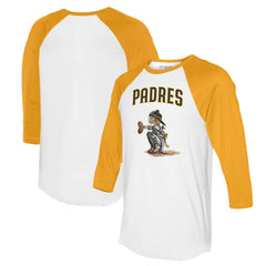 San Diego Padres Tiny Turnip Women's Kate 3/4-Sleeve Raglan T-Shirt - White/Gold - MLB on Sale