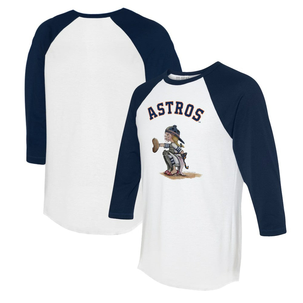 Houston Astros Tiny Turnip Women's Kate 3/4-Sleeve Raglan T-Shirt - White/Navy - MLB Sale