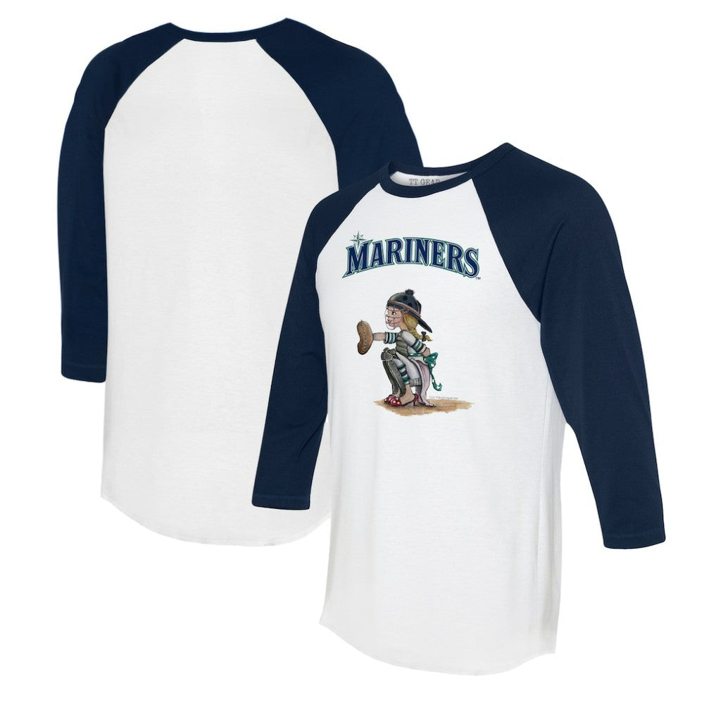 Seattle Mariners Tiny Turnip Women's Kate 3/4-Sleeve Raglan T-Shirt - White/Navy - MLB Sale