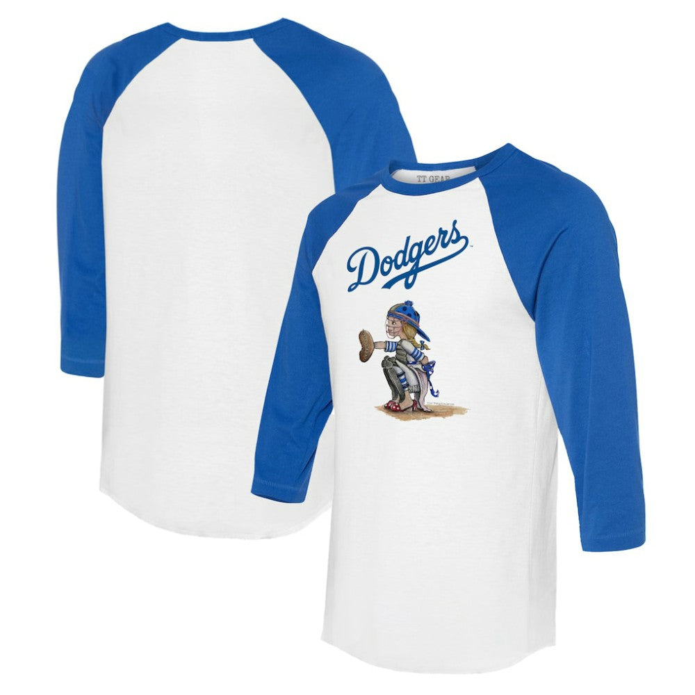 Los Angeles Dodgers Tiny Turnip Women's Kate 3/4-Sleeve Raglan T-Shirt - White/Royal - MLB Sale
