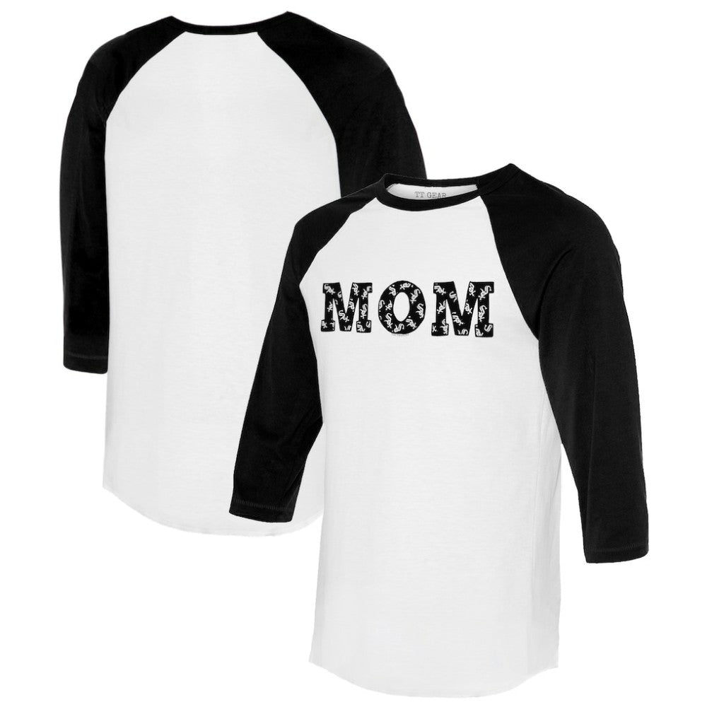 Chicago White Sox Tiny Turnip Women's Logo Mom 3/4-Sleeve Raglan T-Shirt - White/Black - MLB Discount