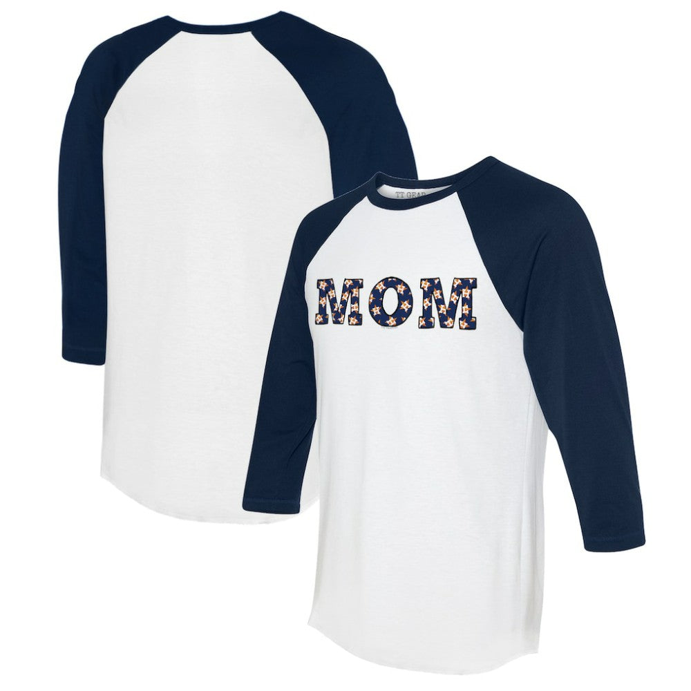 Houston Astros Tiny Turnip Women's Logo Mom 3/4-Sleeve Raglan T-Shirt - White/Navy - MLB Sale