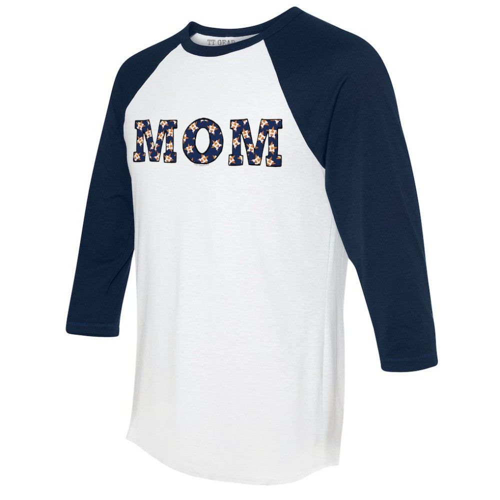 Houston Astros Tiny Turnip Women's Logo Mom 3/4-Sleeve Raglan T-Shirt - White/Navy - MLB Sale