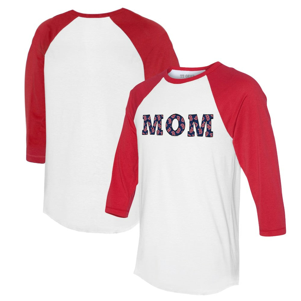 Boston Red Sox Tiny Turnip Women's Logo Mom 3/4-Sleeve Raglan T-Shirt - White/Red - MLB on Sale
