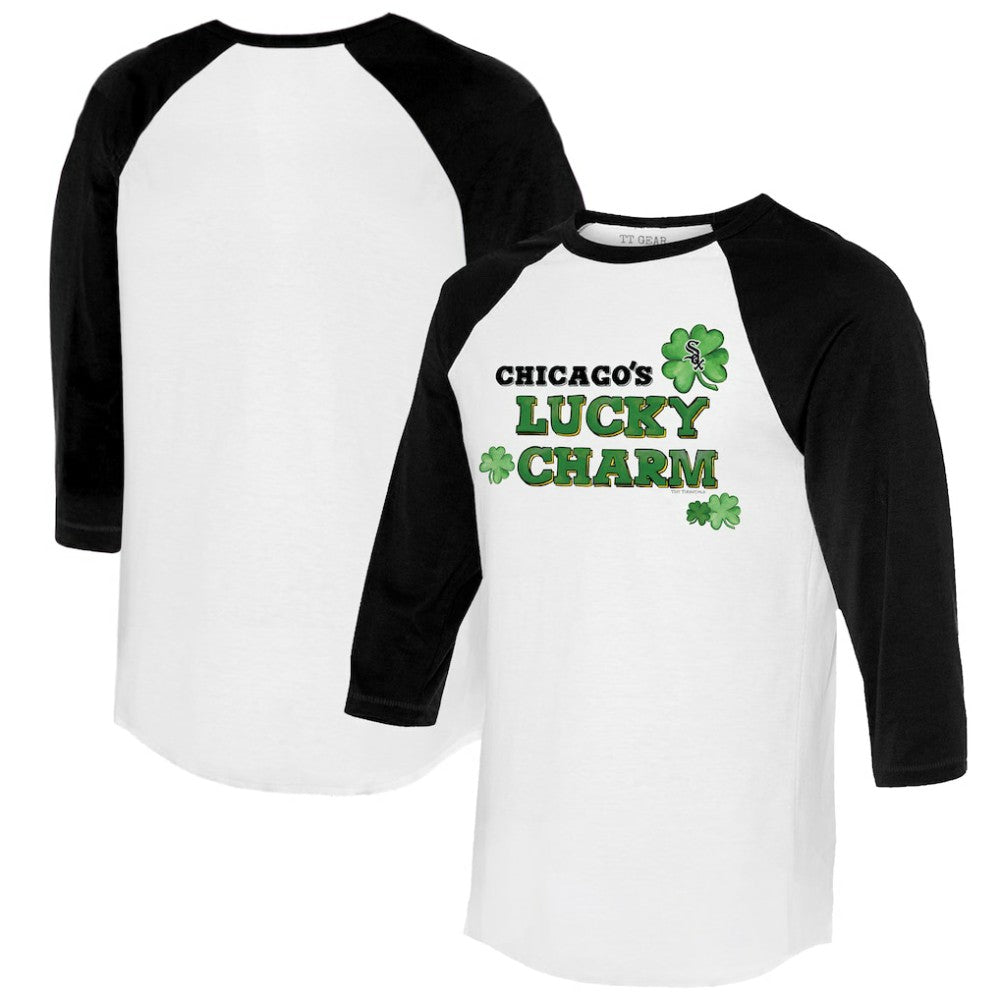 Chicago White Sox Tiny Turnip Women's Lucky Charm 3/4-Sleeve Raglan T-Shirt - White/Black - MLB Lifestyle